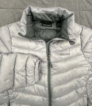Marmot Tullus 700-Fill Down Puffer Jacket Silver Grey Size Medium